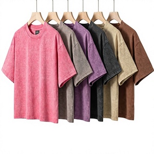 230G Washed Cotton Oversized T Shirt <b>Vintage</b> Crew Neck Custom Logo Print <b>Tee</b> for Men Streetwear - Product Image 1