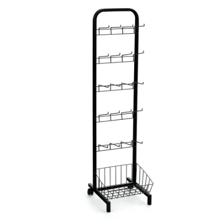 Hot Sale Metal Floor Rack Display with Peg Hooks and Basket for Retail Shop Supermarket Displaying Goods