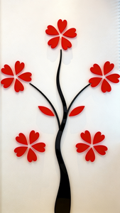Autocollant mural 3D DIY en forme de rose rouge avec vase en acrylique – Décoration murale artistique pour salon et chambre à coucher - Product Image 3