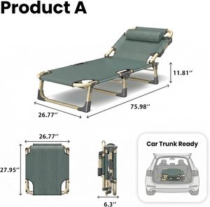 Lits de camping pliants d'extérieur pour dormir, mobilier de camping sans assemblage, rangement compact pour la plage, la randonnée, les voyages et le camping - Product Image 5
