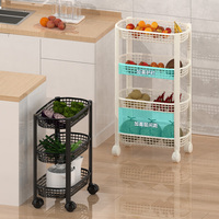 Chariot de rangement mobile à roulettes 5 niveaux, écologique et détachable, en plastique, pour cuisine et maison, avec mécanisme coulissant