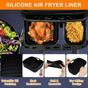 Paquete de 2 uds. Revestimiento de silicona para freidora de aire para <span class=keywords><strong>Tefal</strong></span> Easy EY9101840 Tower T17099 3.1L 5.2L capacidad platos y sartenes para hornear - Product Image 2