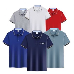 เสื้อโปโลราคาแข่งขัน ไม่หดตัว ผลิตจากผ้าฝ้ายยาว 55% สำหรับผู้ชาย สกรีนโลโก้ได้ ระบายอากาศ แห้งเร็ว เหมาะสำหรับธุรกิจ ลำลอง และกอล์ฟ - Product Image 3