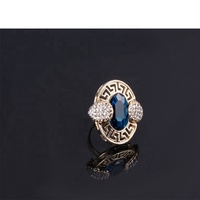 Femmes Ensembles De Bijoux De Mode De Luxe Arabie 18K Plaqué Or Indien Grand Bleu Cristal De Mariage Déclaration Africaine Ensemble De Bijoux De Mariée