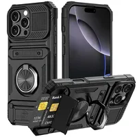 Coque de téléphone antichoc robuste avec anneau magnétique et support pour cartes pour iPhone Air 7 8 11 Plus 13 14 15 16 17 Pro Max