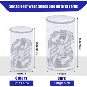 Sac de lavage pour chaussures en maille blanche avec fermeture éclair, réutilisable pour le lavage en machine - Product Image 3