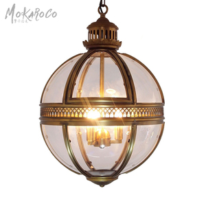 Lampadari a Sospensione Rotondi in Vetro Bronzo Giallo Stile Retrò Moderno per Ristoranti, Hotel e Lobby - Product Image 1