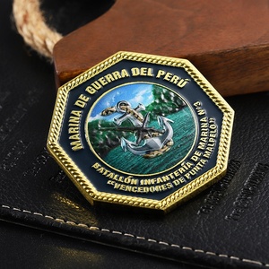 <span class=keywords><strong>Monedas</strong></span> de diseño de esmalte de ancla hexagonal con impresión en aerosol de color dorado - Product Image 6