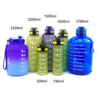 Bouteille d'eau de 1 gallon avec paille et marquages temporels-Pichet d'eau motivant de 128oz sans Bpa étanche Grande bouteille d'eau