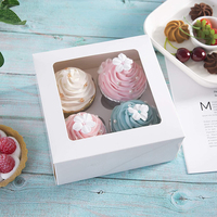Impression personnalisée De Noël Gâteau Kraft Papier Boîte 4 Tenir Boulangerie Gâteau Boîte Avec Fenêtre
