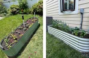 Dropship 11-Inch Tall Modular Metal <b>Raised</b> <b>Planter</b> Bed Large Oval Outdoor Planting Box for Patio or Garden - Product Image 2