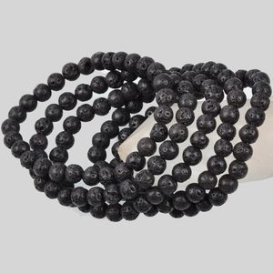 สร้อยข้อมือลูกปัดหินลาวาธรรมชาติขนาด4มม. 6มม. 8มม. 10มม. สร้อยข้อมือกระจายกลิ่นลาวาสีดำ - Product Image 1