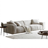 Leinen-Dreisitzer-Sofa mit Abnehmbarem Waschbarem Bezug Nordisches Vintage-Design Gerade Stabform für Wohnzimmer Büro