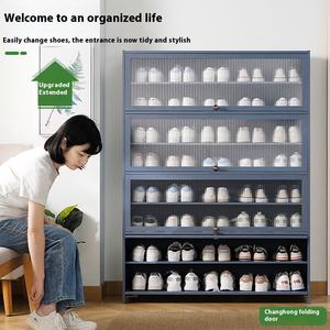 Hochwertiger Schuhschrank für den Flur, Mehrschichtiges und Stapelbares Design für Eingangsbereich und Wohnzimmer, Extrem Schmaler Schuhschrank - Product Image 4