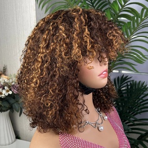 Perruque bouclée à franges en cheveux humains vierges doublement étirés, de haute qualité, best-seller, à bon prix - Product Image 4