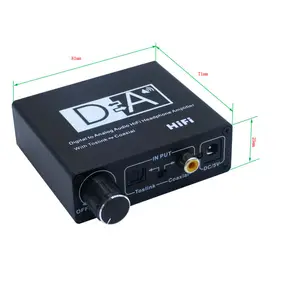 DAC Audio Converter Hifi Headphone Amplifier Optik Digital Stereo Audio SPDIF Toslink Sinyal Koaksial Ke Konverter Analog Hitam