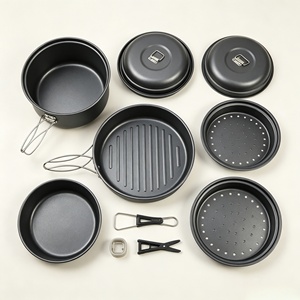 Lichtgewicht kampeerkookset antiaanbaklaag geanodiseerd aluminium pan grill bakpan met stoommandje voor buiten - Product Image 2
