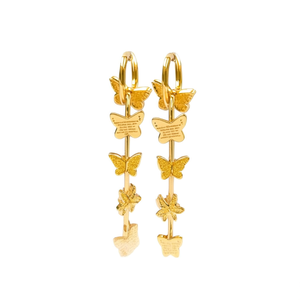 Pendientes colgantes de mariposa en oro rosa E956 para mujer, bonitos pendientes de aleación, regalo de joyería de moda - Product Image 1