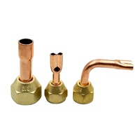 Sambungan Pipa Tembaga dengan Mur Kuningan, Adaptor Konektor Refrigerasi AC 1/4 3/8 1/2 5/8 3/4 Inci untuk Pendingin Udara HVAC