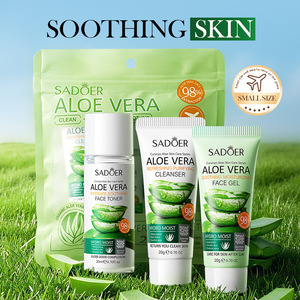 SADOER <span class=keywords><strong>Aloe</strong></span> <span class=keywords><strong>Vera</strong></span>, tonique hydratant apaisant naturel et biologique, nettoyant visage, ensembles de soins de la peau pour les voyages, 3 pièces pour tous les types de peau - Product Image 1