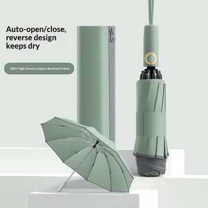 280T Thickened Business 10 Bone <b>Automatic</b> Reverse <b>Umbrella</b> Double Safety Reflective Strip Printing Factory Spot - Product Image 5