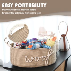 <span class=keywords><strong>Panier</strong></span> de rangement ovale en corde de coton de 16,5 x 11 x 7 pouces (4,4 gallons) <span class=keywords><strong>pour</strong></span> aliments et jouets <span class=keywords><strong>pour</strong></span> animaux de compagnie avec Woof - Product Image 1
