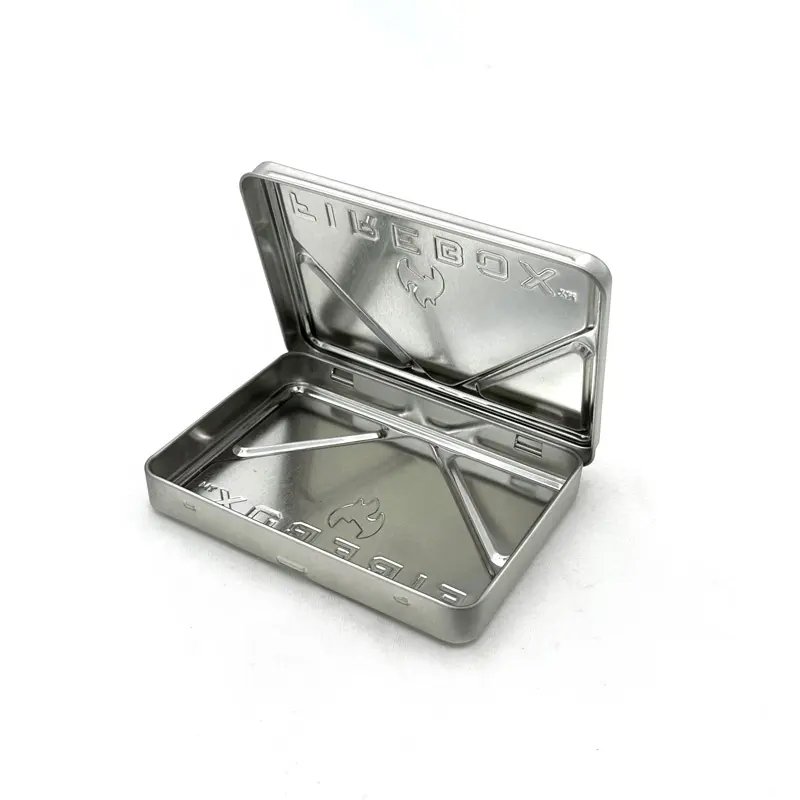 Kazınmış metal teneke kutu ambalaj ile sıcak satış saf gümüş teneke kutu maç pamuklu çubuk teneke kutu ambalaj