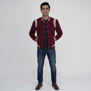Hot Selling High Quality Men's Wool Varsity <b>Jacket</b> Cool Style <b>Long</b> Winter Baseball Bomber <b>Leather</b> <b>Jacket</b> For Men - Product Image 1