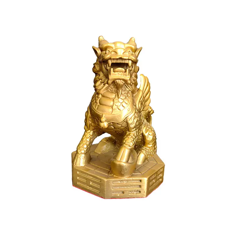 Fábrica personalizar estatua de cobre productos hogar fengshui decoración del hogar metal latón dorado Qilin adornos tesoro animal