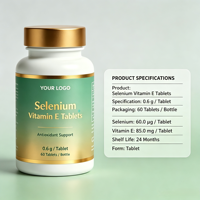Comprimés personnalisés de sélénium et vitamine E 60μg 85mg, supplément de levure de sélénium pour adultes, soutien à la santé immunitaire, OEM ODM Marque Privée