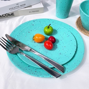 Assiettes à dîner en mélamine <span class=keywords><strong>turquoise</strong></span> mouchetée Bestwares en gros, réutilisables, écologiques, incassables, <span class=keywords><strong>vaisselle</strong></span> ronde en vrac - Product Image 2