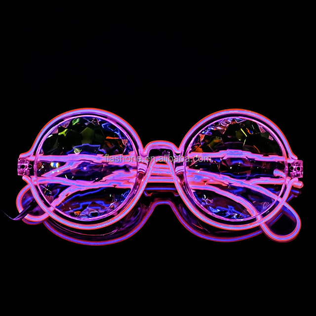 LED Ribbed Crystal Glass Sheet Mosaic Kaleidoscope Luminous Glasses Fashion Sunglasses Party Glasses for Decoration