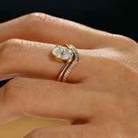 Ensemble de bagues en argent S925 certifiées GRA avec moissanite en forme d'œuf – Modèle classique pour femme, idéal pour cadeau et soirée – Coupe éclatante, best-seller