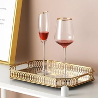 Gouden Luxe Huisdecoratie Metalen Spiegelbewaarbakken Voor Sieraden Make-Up Cosmetica-Tafelblad