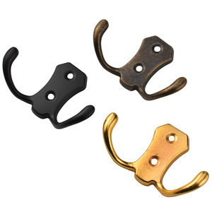 Antique European Style Zinc Alloy Double Hook Ram's Horn Hook For Dressing Room <b>Clothes</b> Hats And Miscellaneous Items - Product Image 5