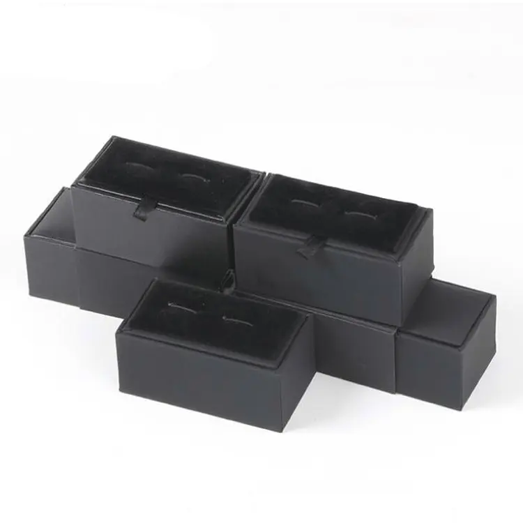 Caja de regalo de papel negro de moda para gemelos y Clip de corbata Cajas de gemelos de papel con tapa de logotipo personalizado