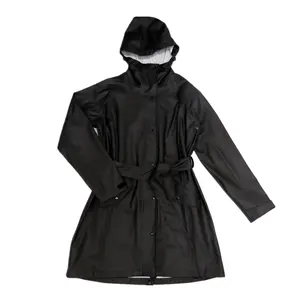 Casaco de chuva preto pu para adulto, corta-vento elegante