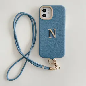 Factory Wholesale Customized Crossbody Phone Case With Strap Phone Case Lanyard Leather mobile phone accessories For Iphone 15