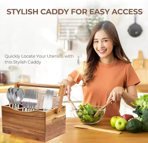 Acacia gỗ dao kéo chủ Bạc <span class=keywords><strong>Caddy</strong></span> ngoài trời đồ dùng <span class=keywords><strong>Caddy</strong></span> cho các bên cắm trại <span class=keywords><strong>Flatware</strong></span> <span class=keywords><strong>Caddy</strong></span> - Product Image 4