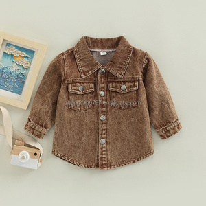 Vestes <span class=keywords><strong>en</strong></span> denim décontractées pour enfants, manteau avec poche et col à revers à manches longues, vêtements d'automne unisexes pour bébés - Product Image 1