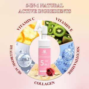 Logotipo personalizado <span class=keywords><strong>5</strong></span> <span class=keywords><strong>en</strong></span> <span class=keywords><strong>1</strong></span> orgánico acné brillo blanqueamiento brillo suave espuma limpieza Mousse <span class=keywords><strong>limpiador</strong></span> <span class=keywords><strong>facial</strong></span> - Product Image 5