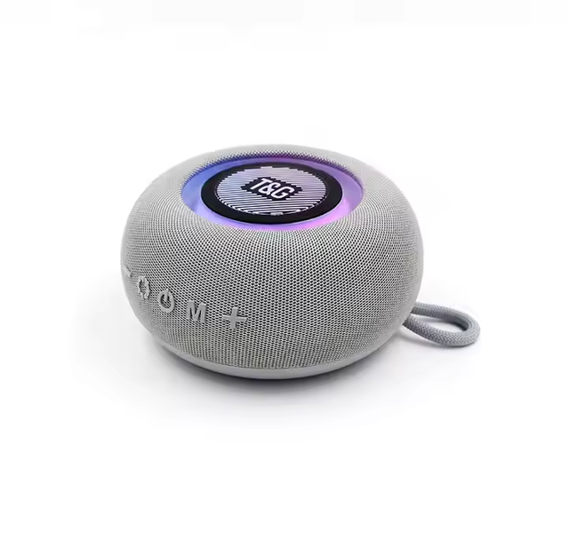 TG411 TWS Fabric Round Bluetooth Speaker Home Desktop Portable Subwoofer Led Light Wireless Speaker