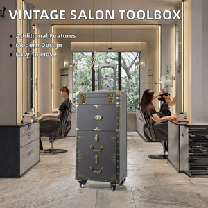 Caja de Herramientas de Peluquería Vintage, Estilo Moderno, Cajón para Salón de Belleza, Almacenamiento para Salón de Belleza, Carrito Móvil, Metálico, Portátil y Duradero - Product Image 2