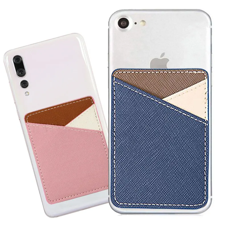 Three-color stitching key card holder leather school id card holder phone x wallet case card holder