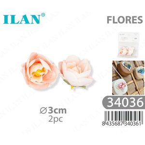 Fiori Artificiali ILAN, Rose Color Pesca da 3cm, 2 Pezzi, Decorativi per Artigianato - Product Image 3