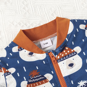 Conjunto de Ropa de Bebé de Manga Larga de Algodón Orgánico con Estampado de Oso, Regalo para Recién Nacido, 3 Piezas - Product Image 5