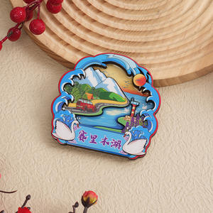 Ville 3D artisanat en bois aimant écologique chute colle décalcomanie pour réfrigérateur touristique mémorial en gros résine matériel - Product Image 2