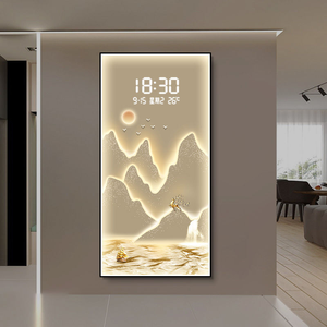 Éclairage LED de luxe Décoration murale de <span class=keywords><strong>salon</strong></span> en porcelaine cristal <span class=keywords><strong>avec</strong></span> affichage LCD <span class=keywords><strong>Peinture</strong></span> d'horloge <span class=keywords><strong>Peinture</strong></span> avancée - Product Image 4