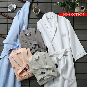 Cotton 5 Star Hilton <strong>Ladies</strong> V-neck Coral Fleece Bathrobe Fashion Fancy Hotel New Design Shawl Collar for Summer Spring - Product Image 2
