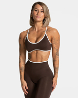 Ensemble de sport uni avec logo personnalisé, combinaison de yoga sans couture dos nu, respirante, séchage rapide, tenue de fitness pour la course en extérieur pour femmes